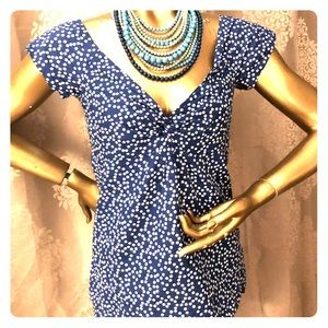 J Crew, Blue w/white polka dot Top